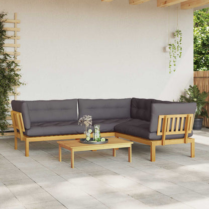 4 Stuk Garden Pallet Sofa Units Massief Acaciahout Licht Bruin