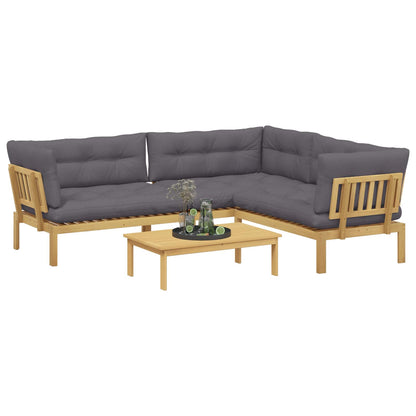 4 Stuk Garden Pallet Sofa Units Massief Acaciahout Licht Bruin