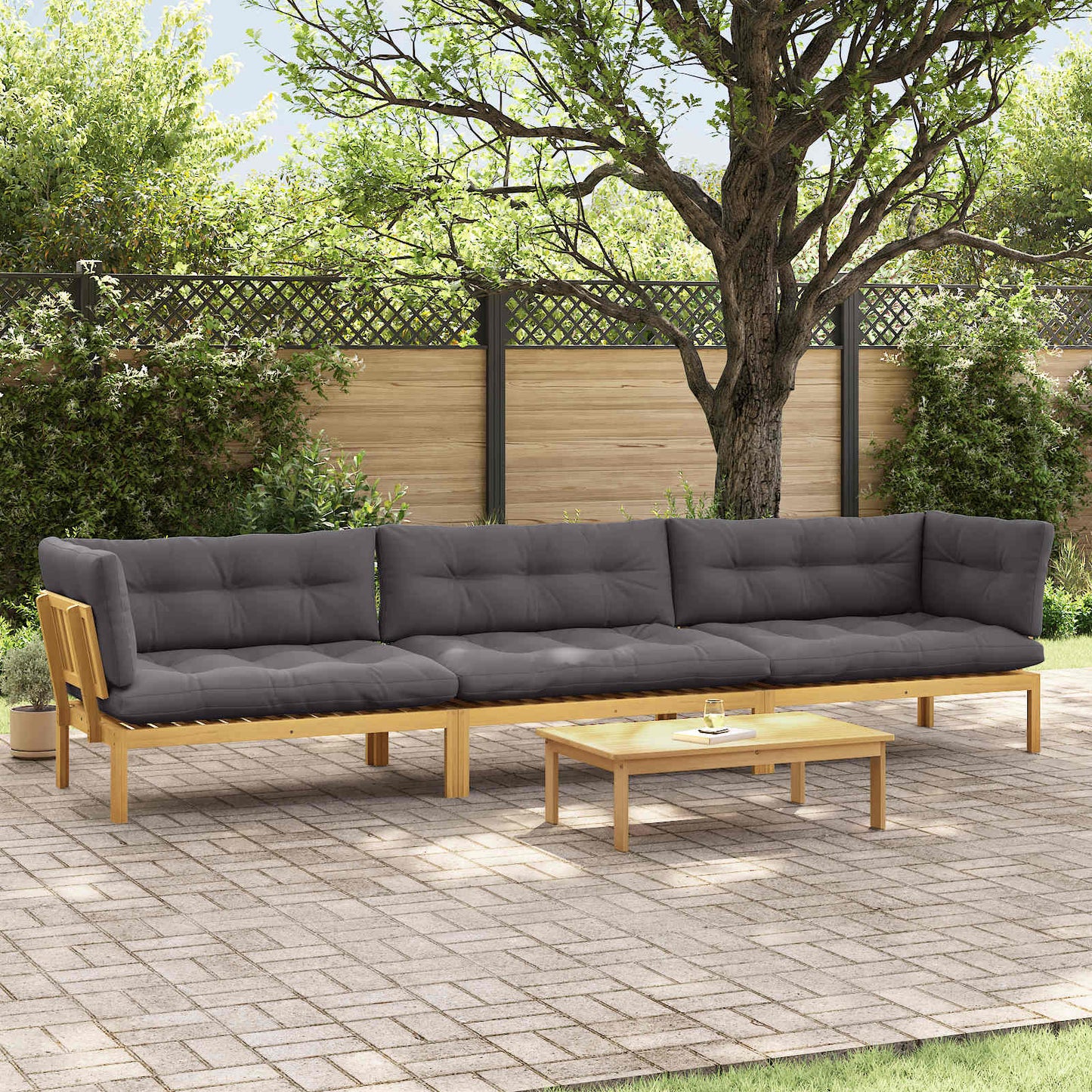 4 Stuk Garden Pallet Sofa Units Massief Acaciahout Licht Bruin