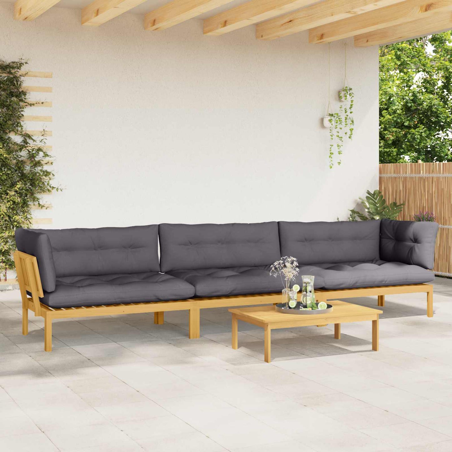 4 Stuk Garden Pallet Sofa Units Massief Acaciahout Licht Bruin
