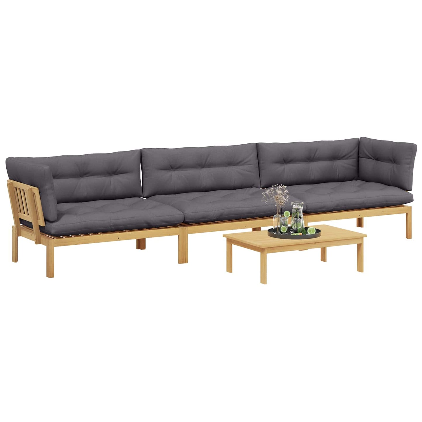 4 Stuk Garden Pallet Sofa Units Massief Acaciahout Licht Bruin