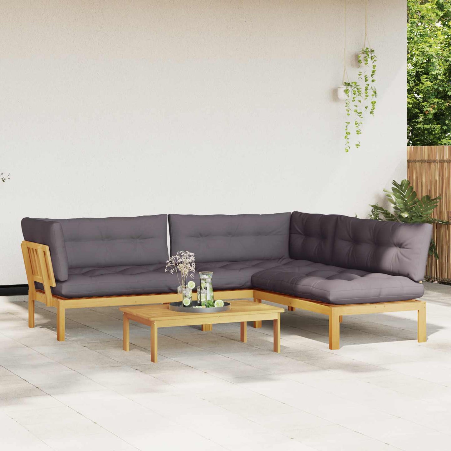 4 Stuk Garden Pallet Sofa Units Massief Acaciahout Licht Bruin