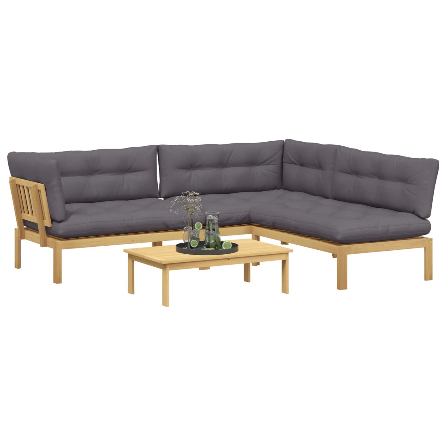 4 Stuk Garden Pallet Sofa Units Massief Acaciahout Licht Bruin