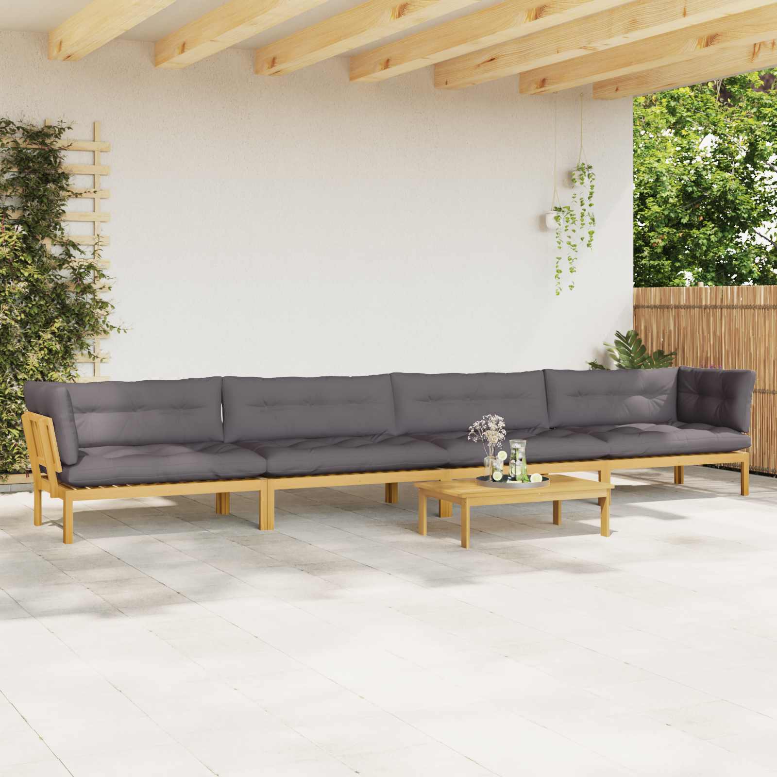 5 Stuk Garden Pallet Sofa Units Massief Acaciahout Licht Bruin