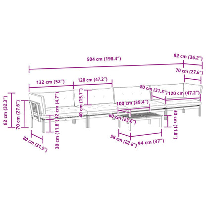 5 Stuk Garden Pallet Sofa Units Massief Acaciahout Licht Bruin
