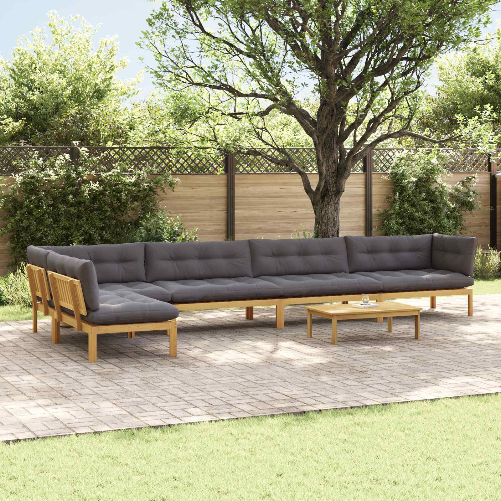 6 Stuk Garden Pallet Sofa Units Massief Acaciahout Licht Bruin