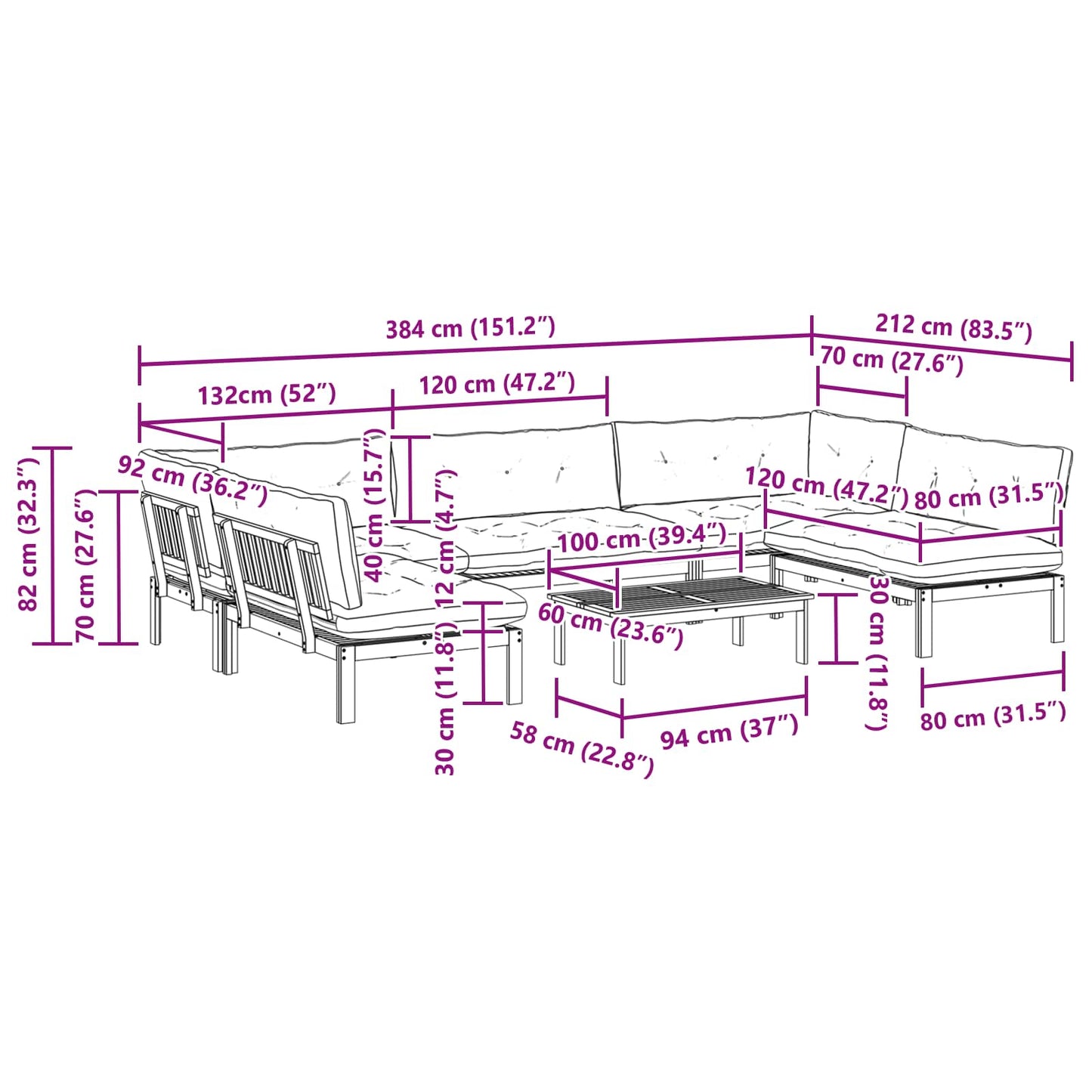 6 Stuk Garden Pallet Sofa Units Massief Acaciahout Licht Bruin