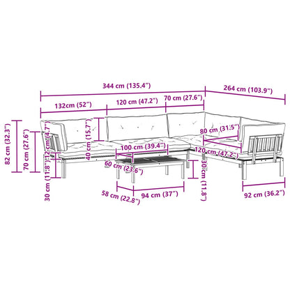 5 Stuk Garden Pallet Sofa Units Massief Acaciahout Licht Bruin