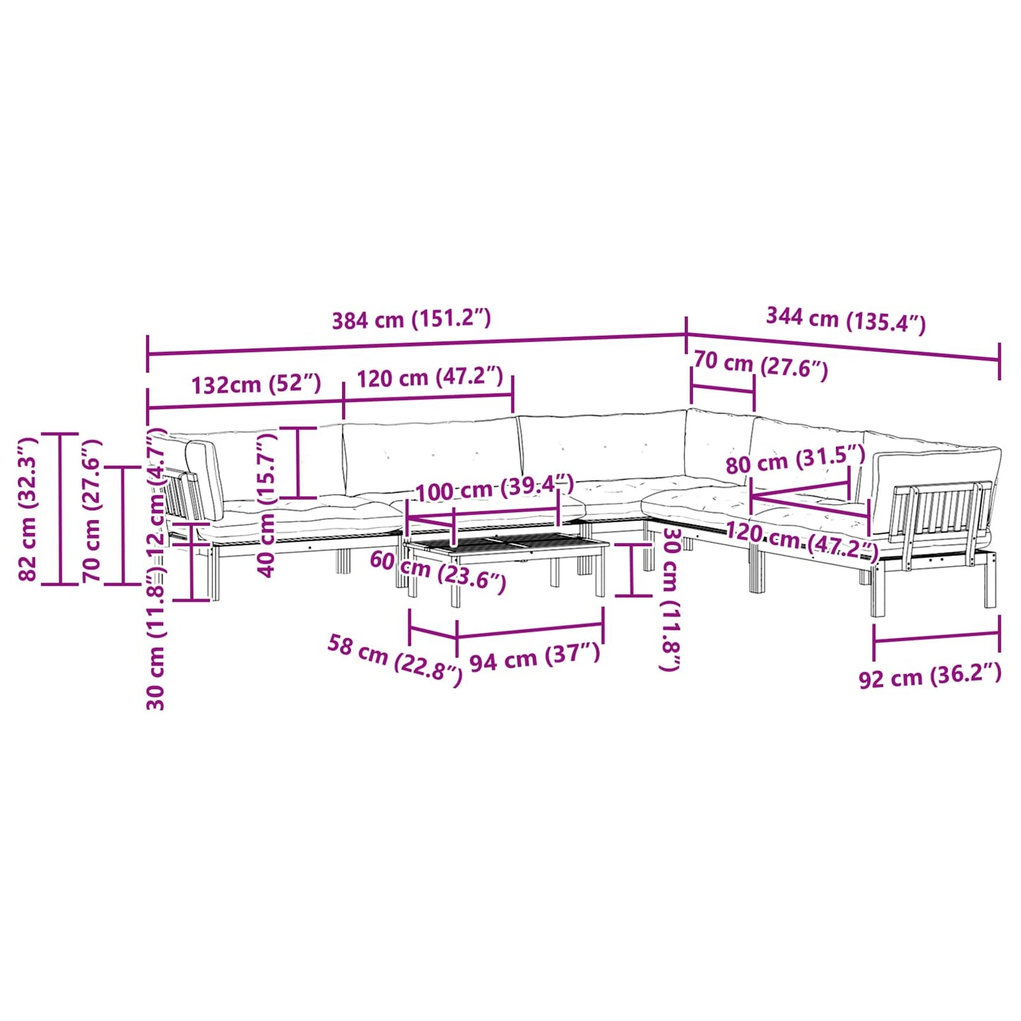 6 Stuk Garden Pallet Sofa Units Massief Acaciahout Licht Bruin