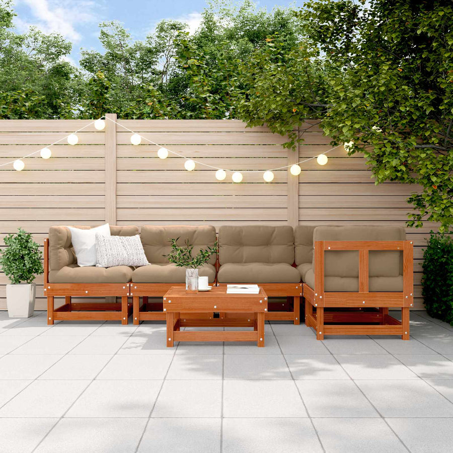 Tuin loungeset 6 pcs Waskleur Bruin Massief grenenhout