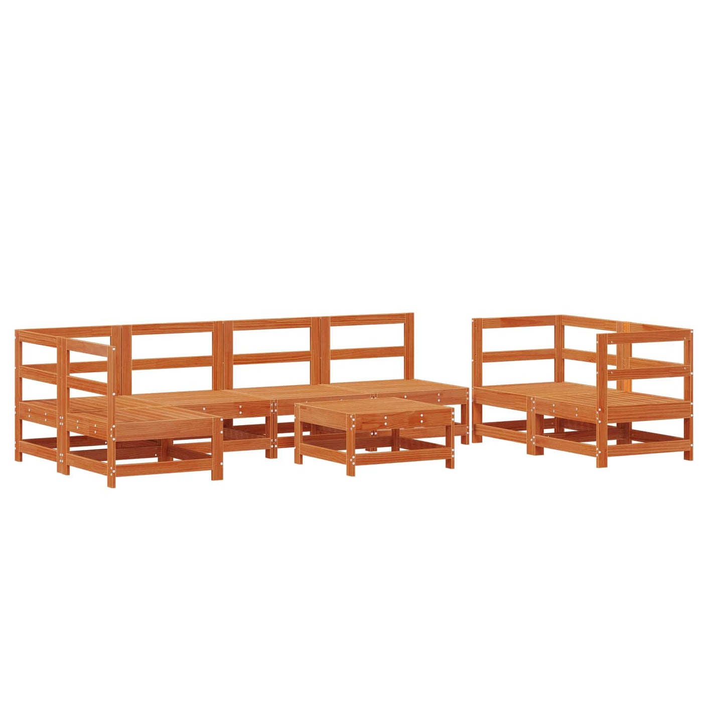 Tuin loungeset 8 pcs Wasbruin Massief grenenhout