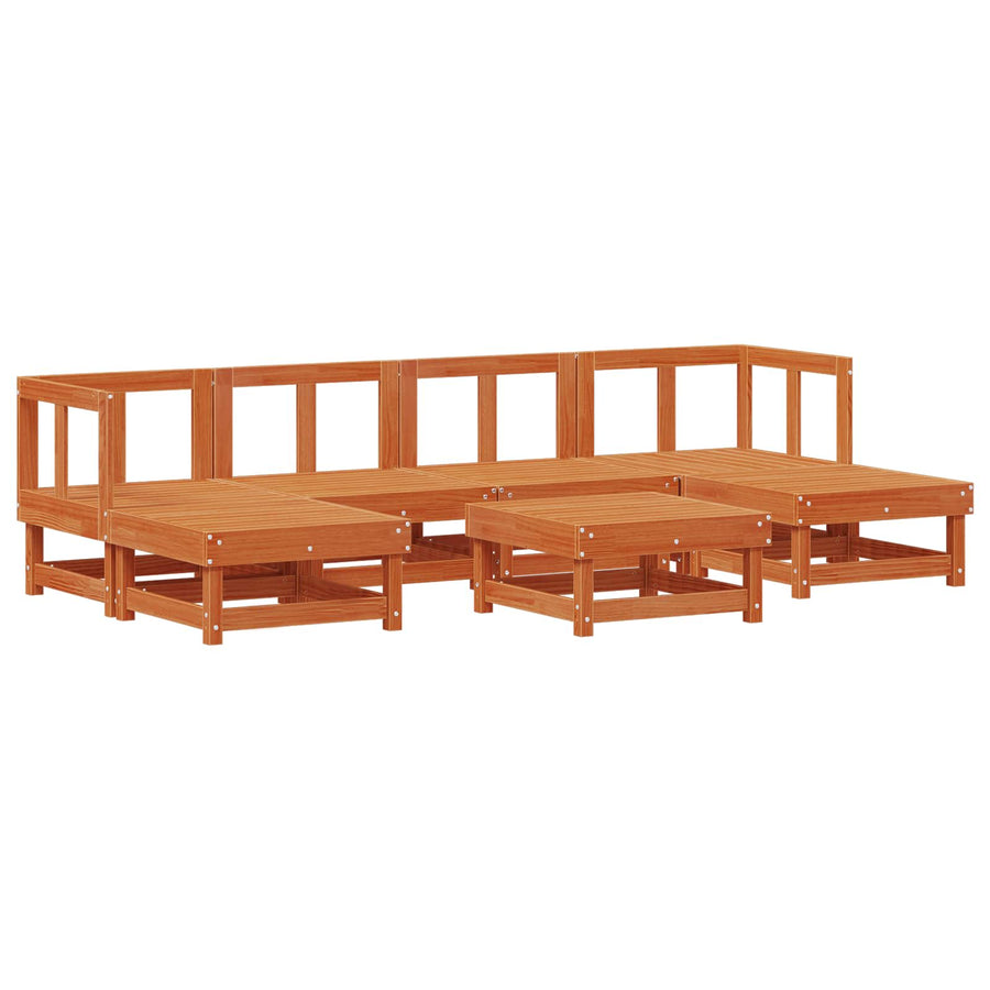 Tuin loungeset 7 pcs Wasbruin Massief grenenhout