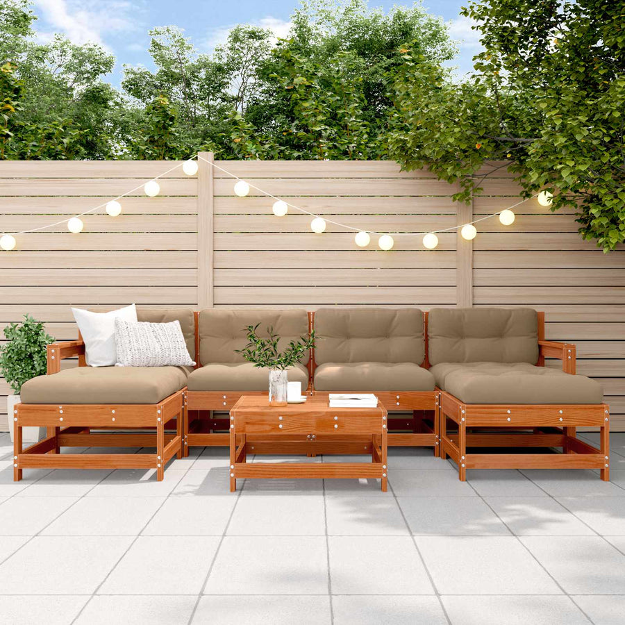 Tuin loungeset 7 pcs Wasbruin Massief grenenhout