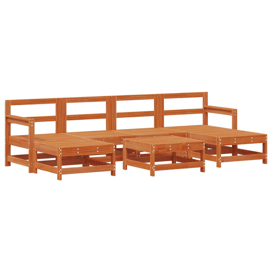 Tuin loungeset 7 pcs Wasbruin Massief grenenhout
