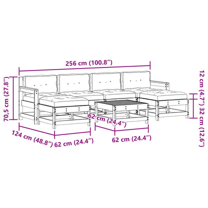 Tuin loungeset 7 pcs Wasbruin Massief grenenhout