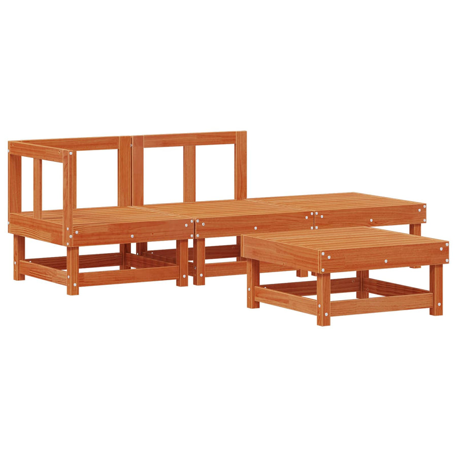 Tuin loungeset 4 pcs Wasbruin Massief grenenhout