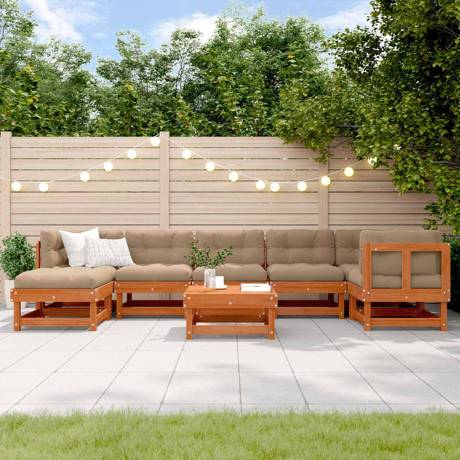 Tuin loungeset 8 pcs Wasbruin Massief grenenhout