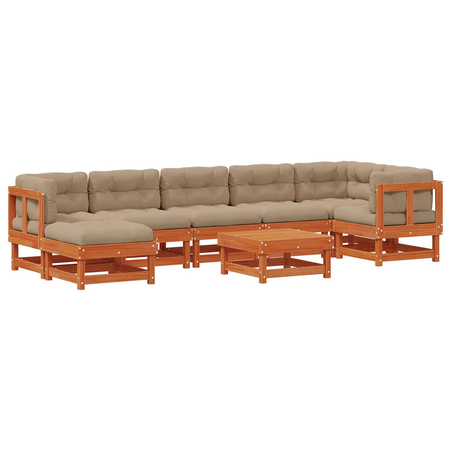 Tuin loungeset 8 pcs Wasbruin Massief grenenhout