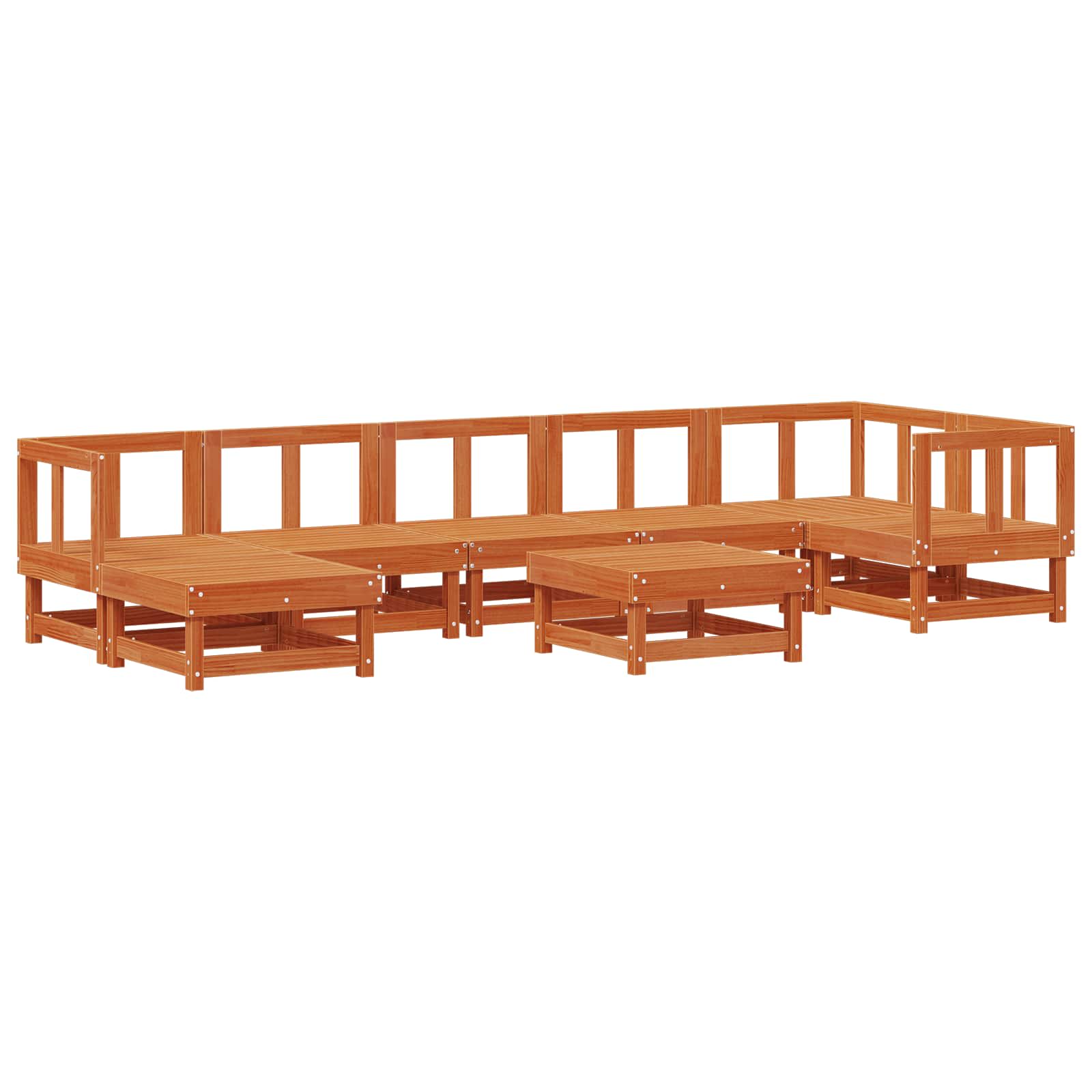 Tuin loungeset 8 pcs Wasbruin Massief grenenhout