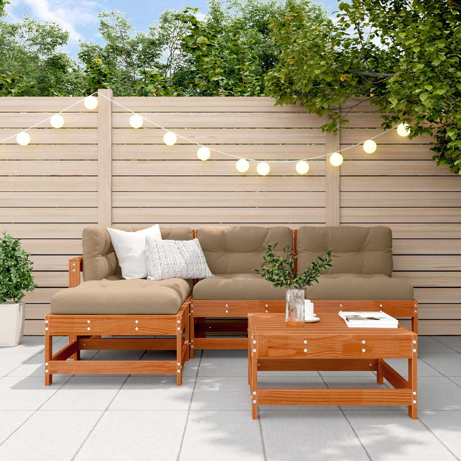 Tuin loungeset 5 pcs Wasbruin Massief grenenhout
