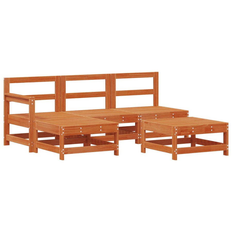 Tuin loungeset 5 pcs Wasbruin Massief grenenhout