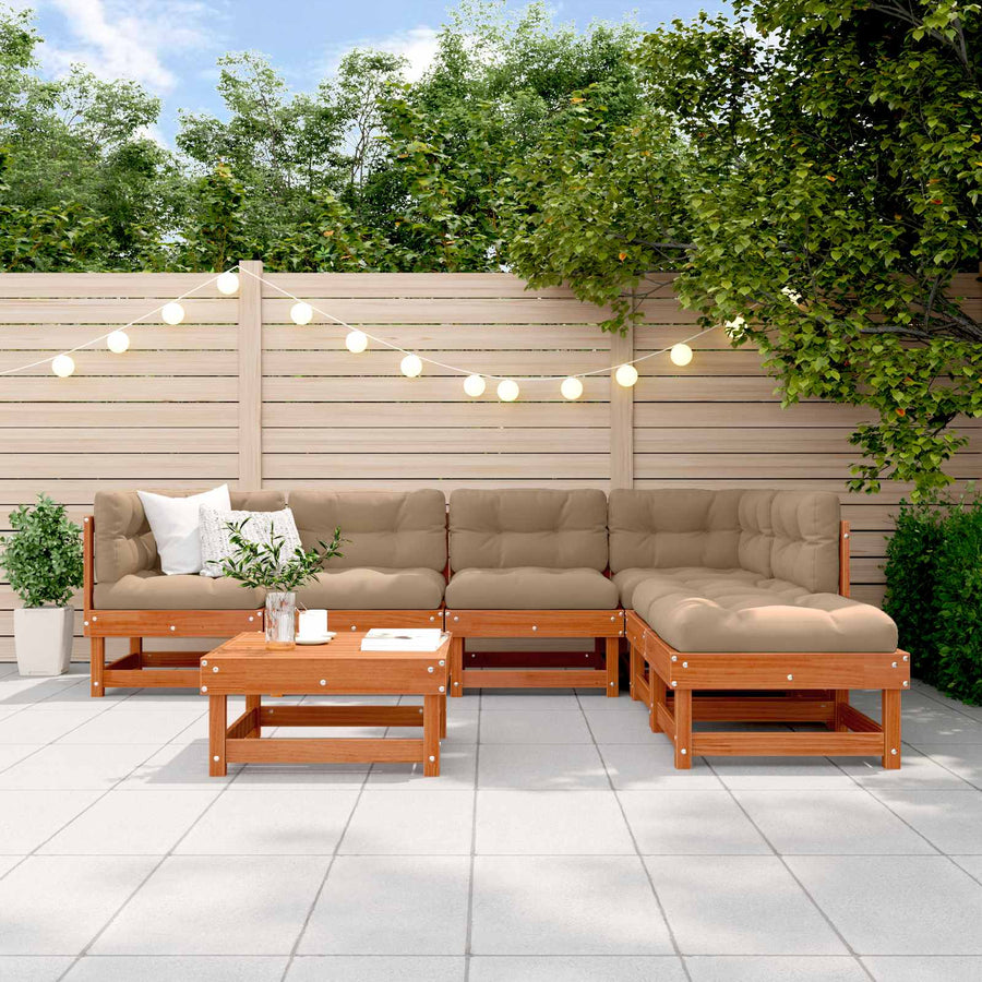 Tuin loungeset 7 pcs Wasbruin Massief grenenhout