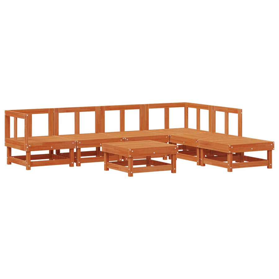 Tuin loungeset 7 pcs Wasbruin Massief grenenhout