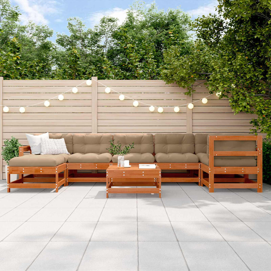 Tuin loungeset 8 pcs Wasbruin Massief grenenhout
