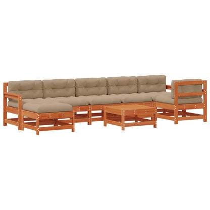 Tuin loungeset 8 pcs Wasbruin Massief grenenhout