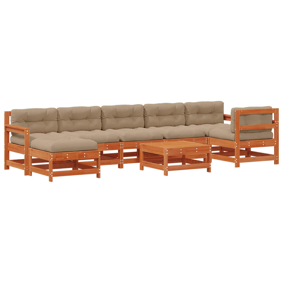 Tuin loungeset 8 pcs Wasbruin Massief grenenhout
