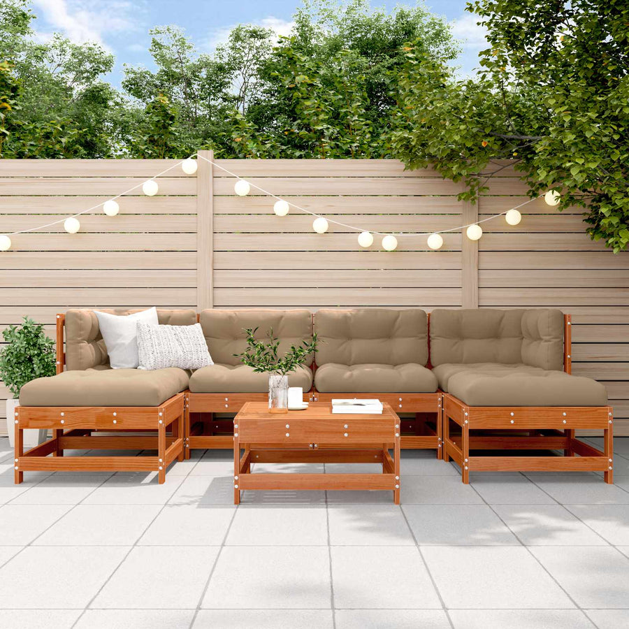 Tuin loungeset 7 pcs Waskleur Bruin Massief grenenhout