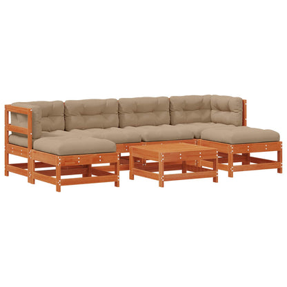Tuin loungeset 7 pcs Waskleur Bruin Massief grenenhout