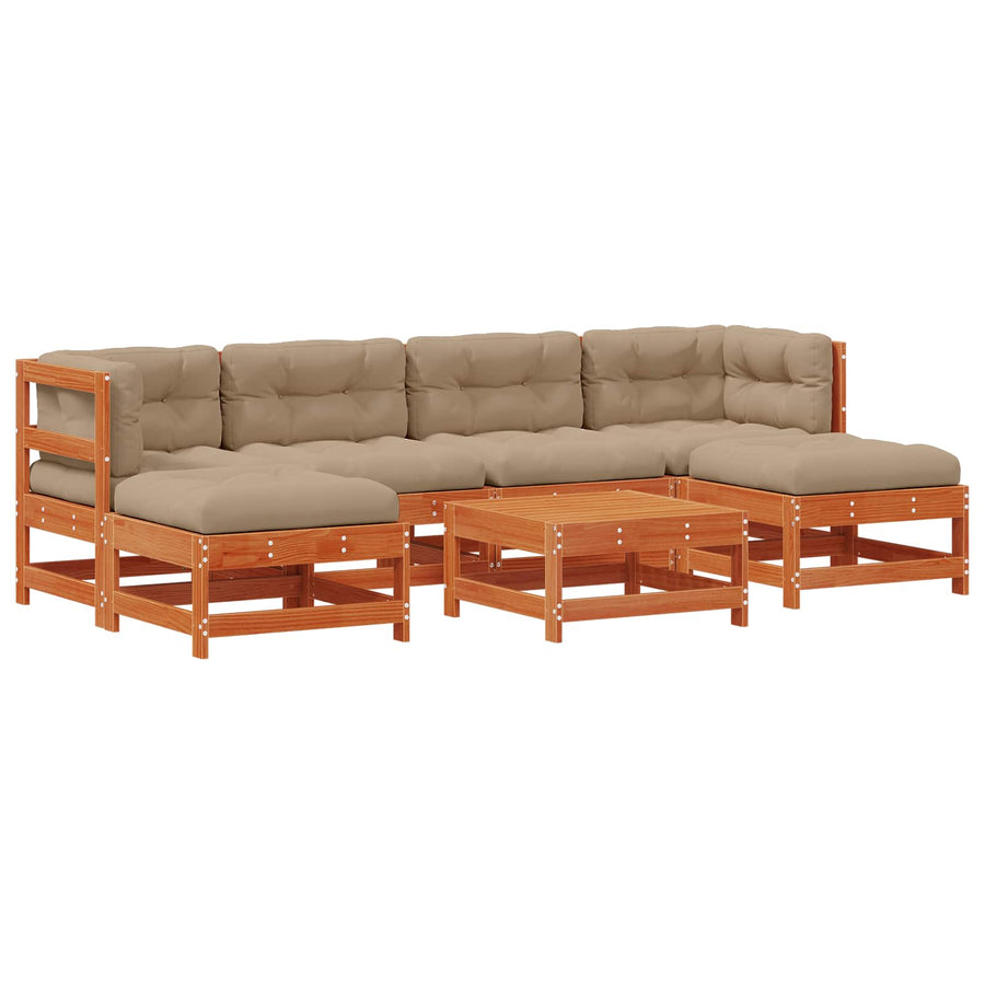 Tuin loungeset 7 pcs Waskleur Bruin Massief grenenhout