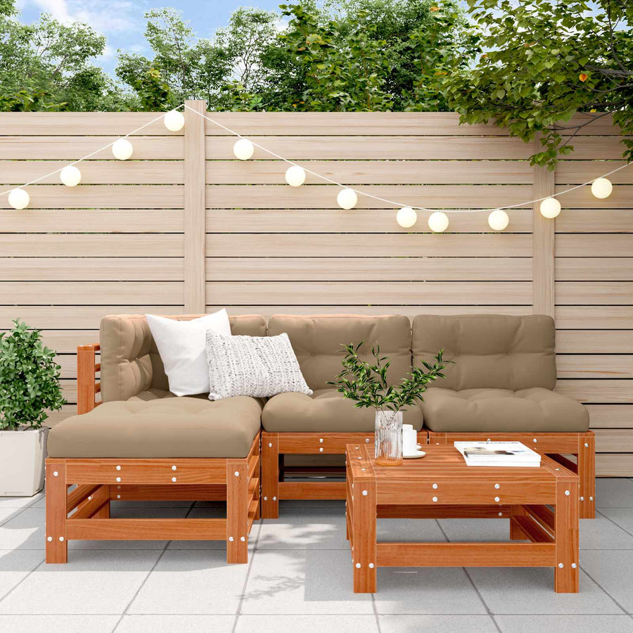 Tuin loungeset 5 pcs Waskleur Bruin Massief grenenhout