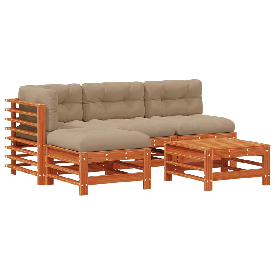 Tuin loungeset 5 pcs Waskleur Bruin Massief grenenhout