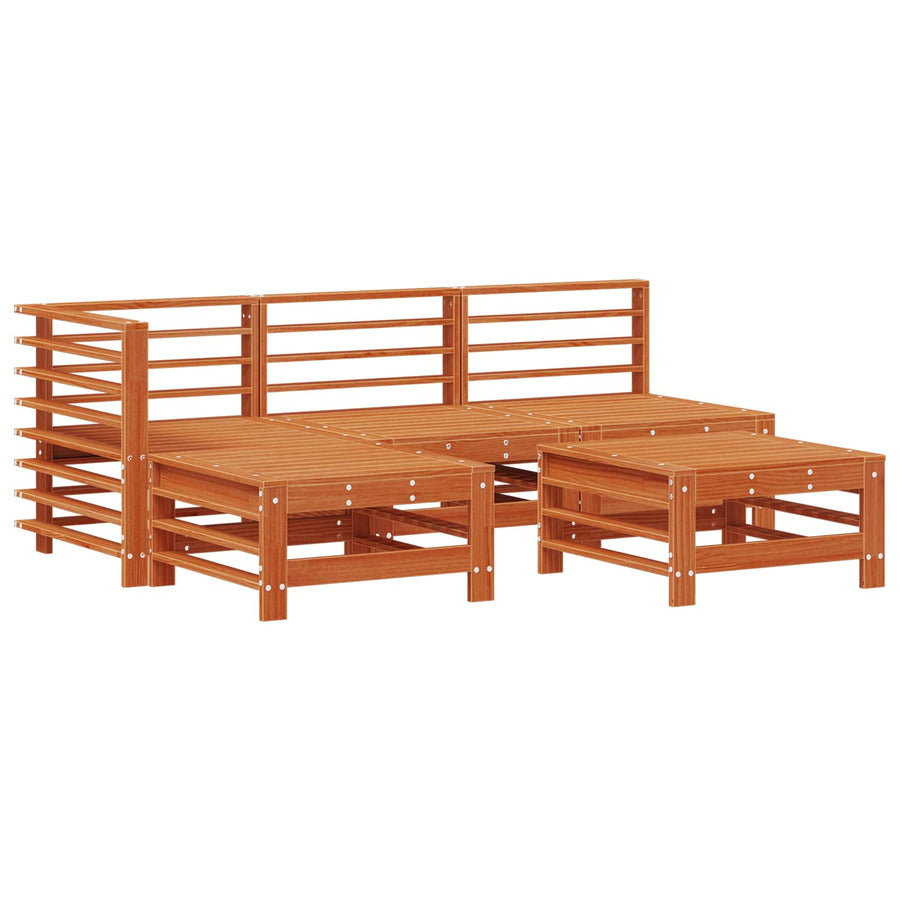 Tuin loungeset 5 pcs Waskleur Bruin Massief grenenhout