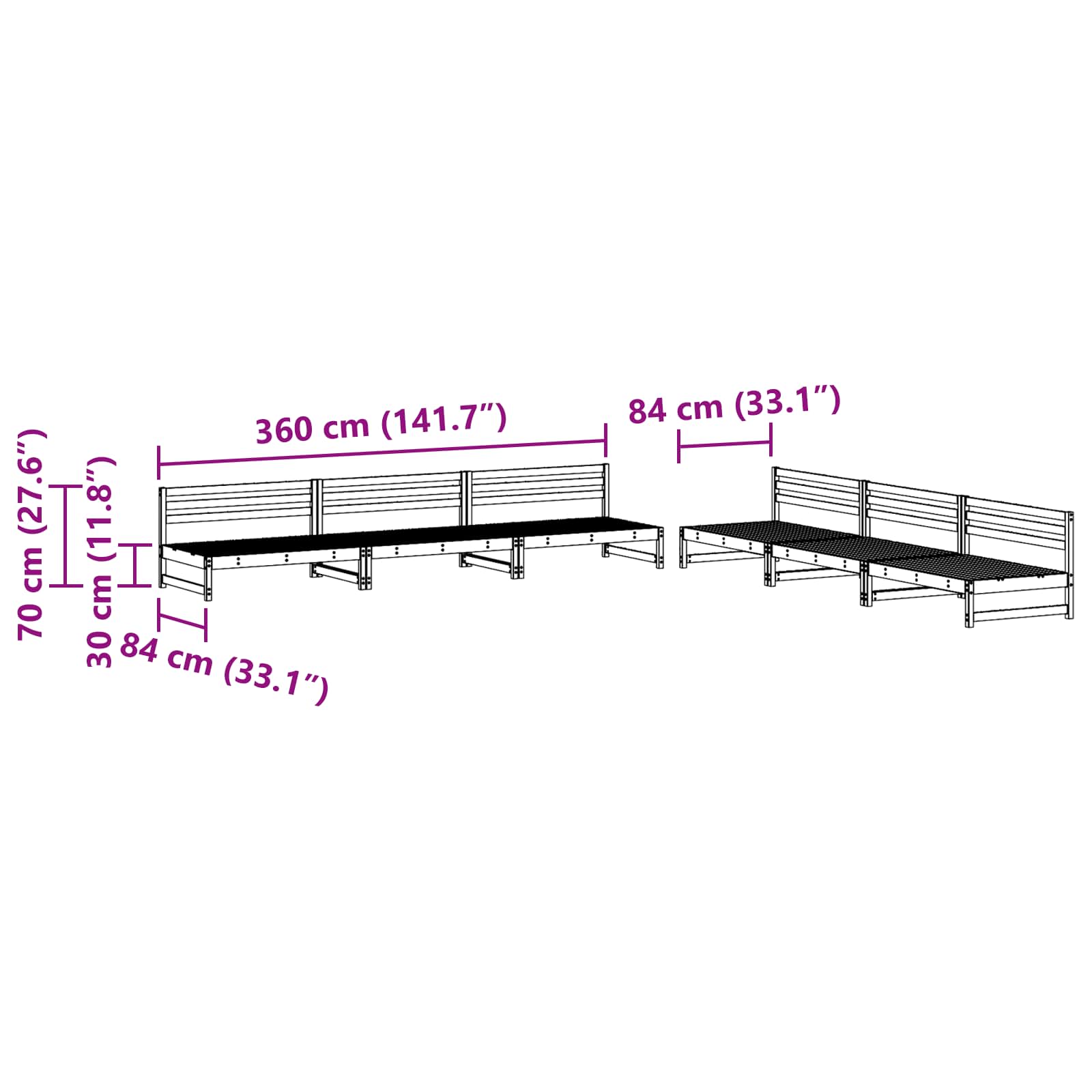 Tuin loungeset 6 pcs Wasbruin Massief grenenhout