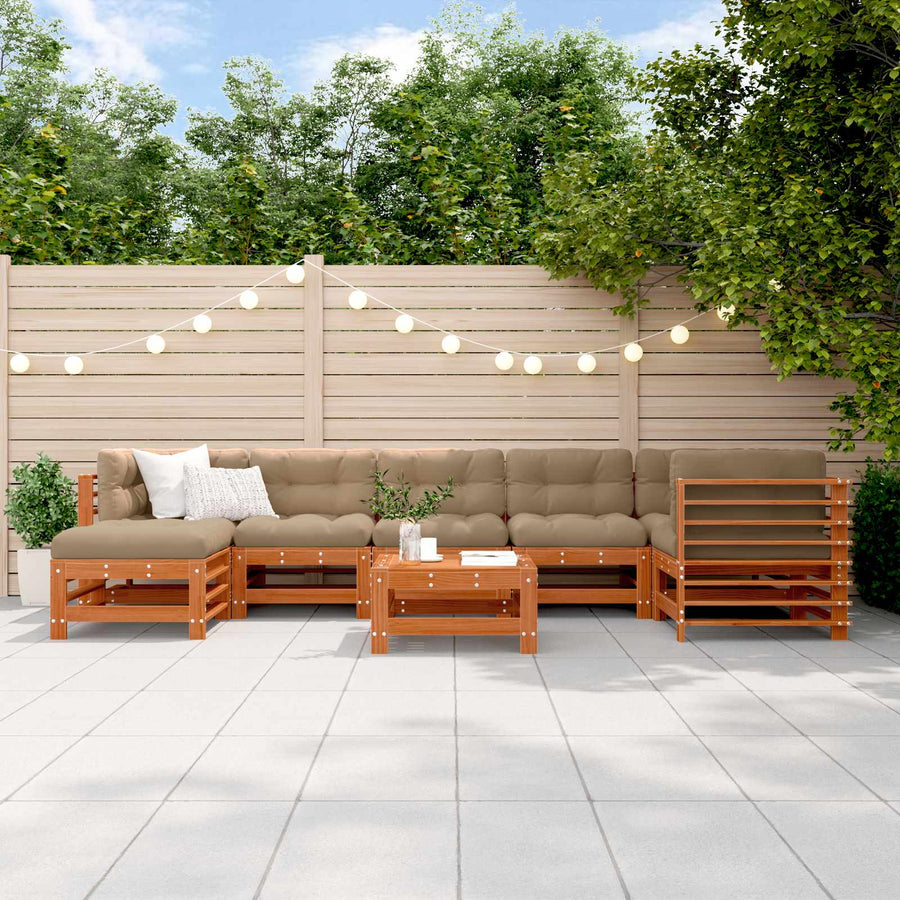 Tuin loungeset 8 pcs Wasbruin Massief grenenhout