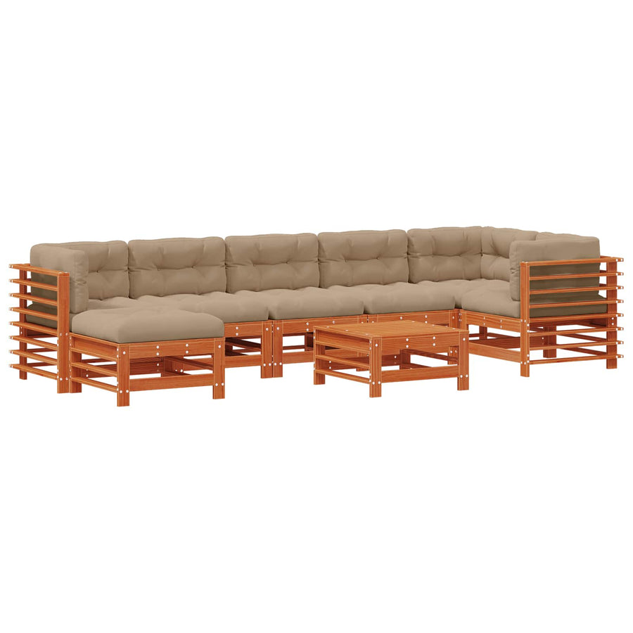 Tuin loungeset 8 pcs Wasbruin Massief grenenhout