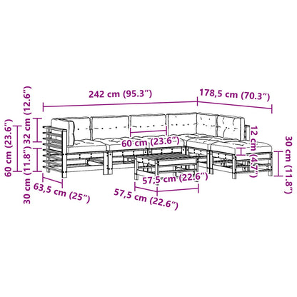 Tuin loungeset 7 pcs Wasbruin Massief grenenhout