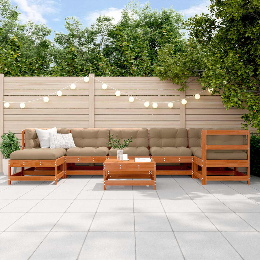 Tuin loungeset 8 pcs Wasbruin Massief grenenhout