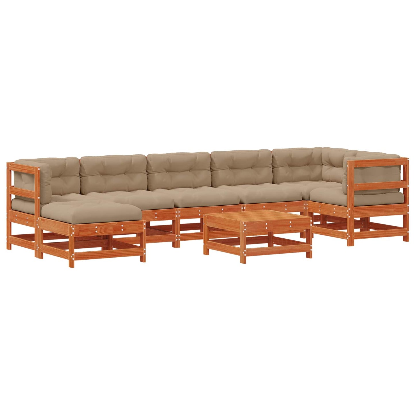 Tuin loungeset 8 pcs Wasbruin Massief grenenhout
