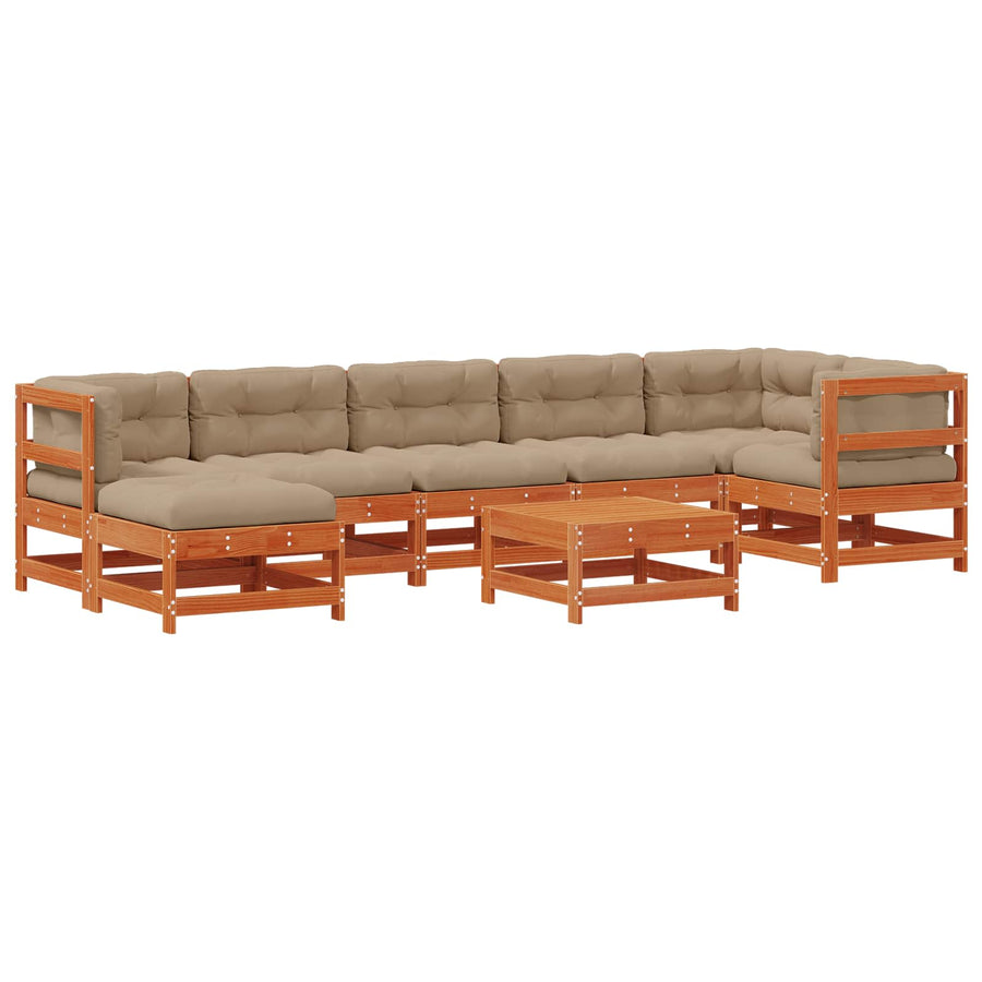 Tuin loungeset 8 pcs Wasbruin Massief grenenhout