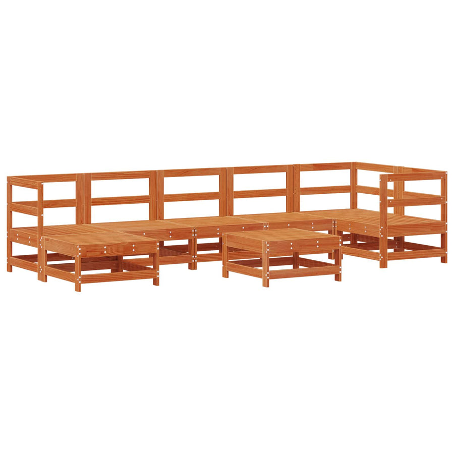 Tuin loungeset 8 pcs Wasbruin Massief grenenhout