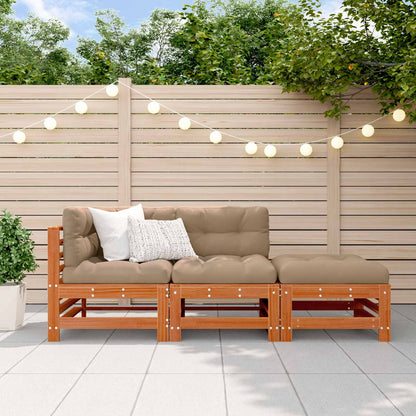 Tuin loungeset 3 pcs Wasbruin Massief grenenhout