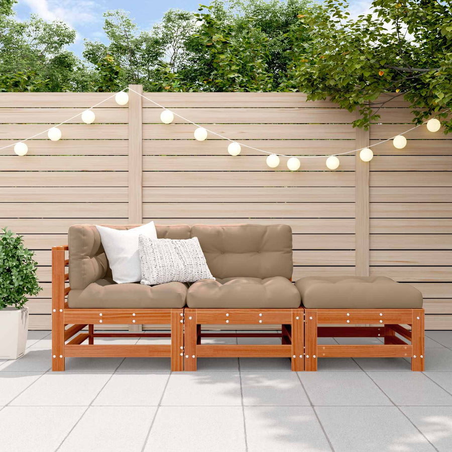 Tuin loungeset 3 pcs Wasbruin Massief grenenhout