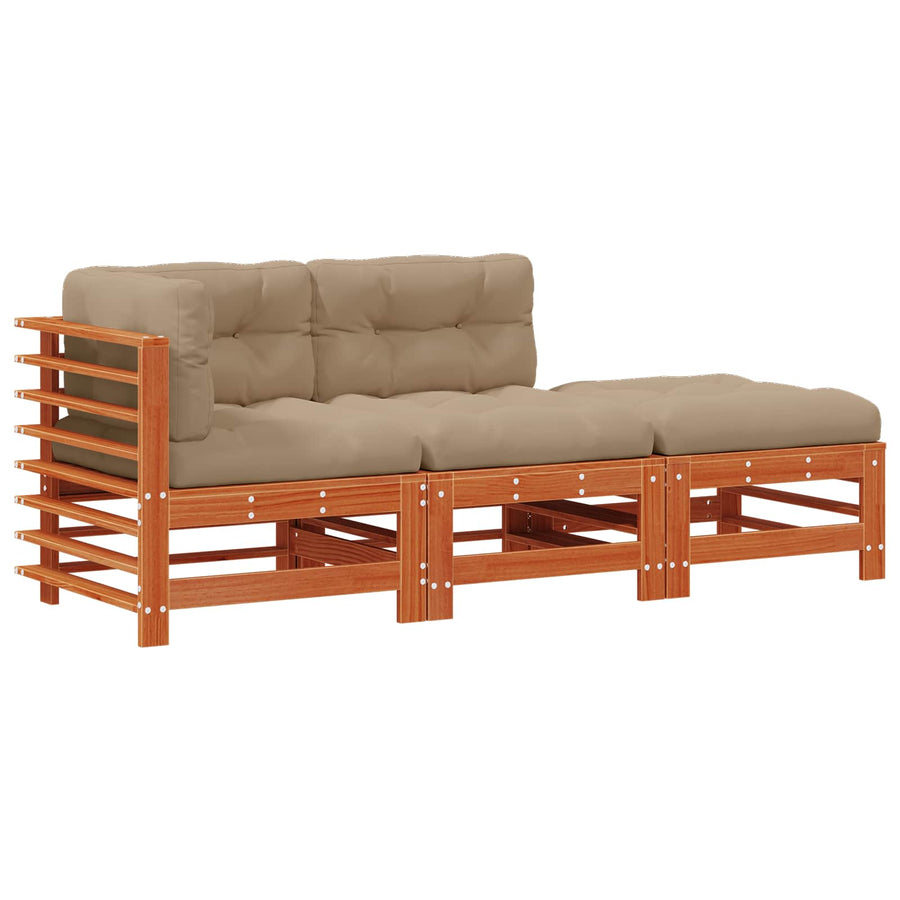 Tuin loungeset 3 pcs Wasbruin Massief grenenhout
