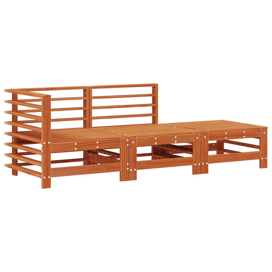 Tuin loungeset 3 pcs Wasbruin Massief grenenhout