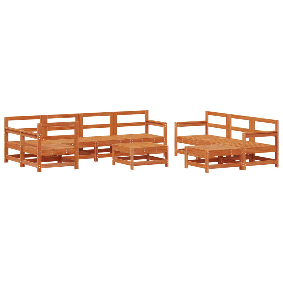 Tuin loungeset 10 pcs Wasbruin Massief grenenhout