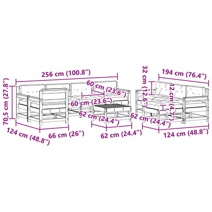 Tuin loungeset 10 pcs Wasbruin Massief grenenhout